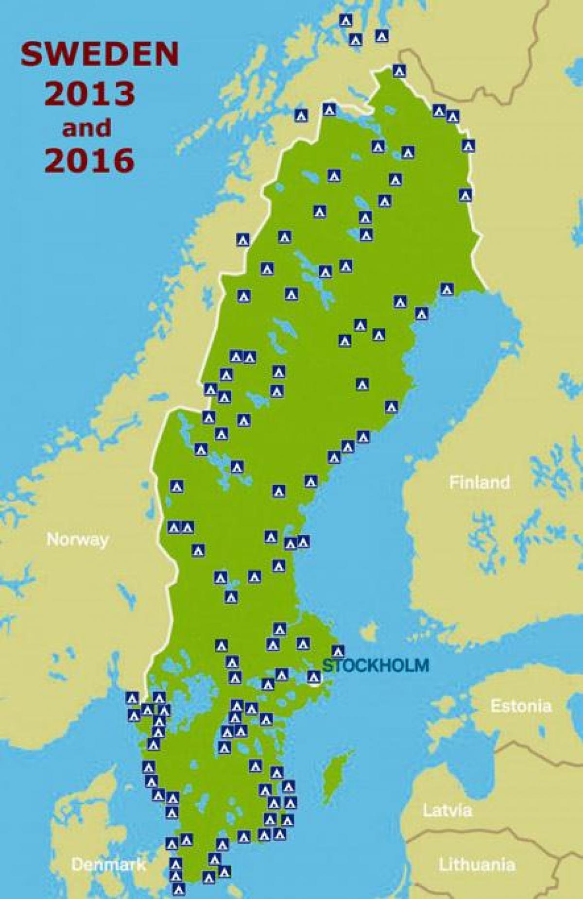 Zweden camping kaart