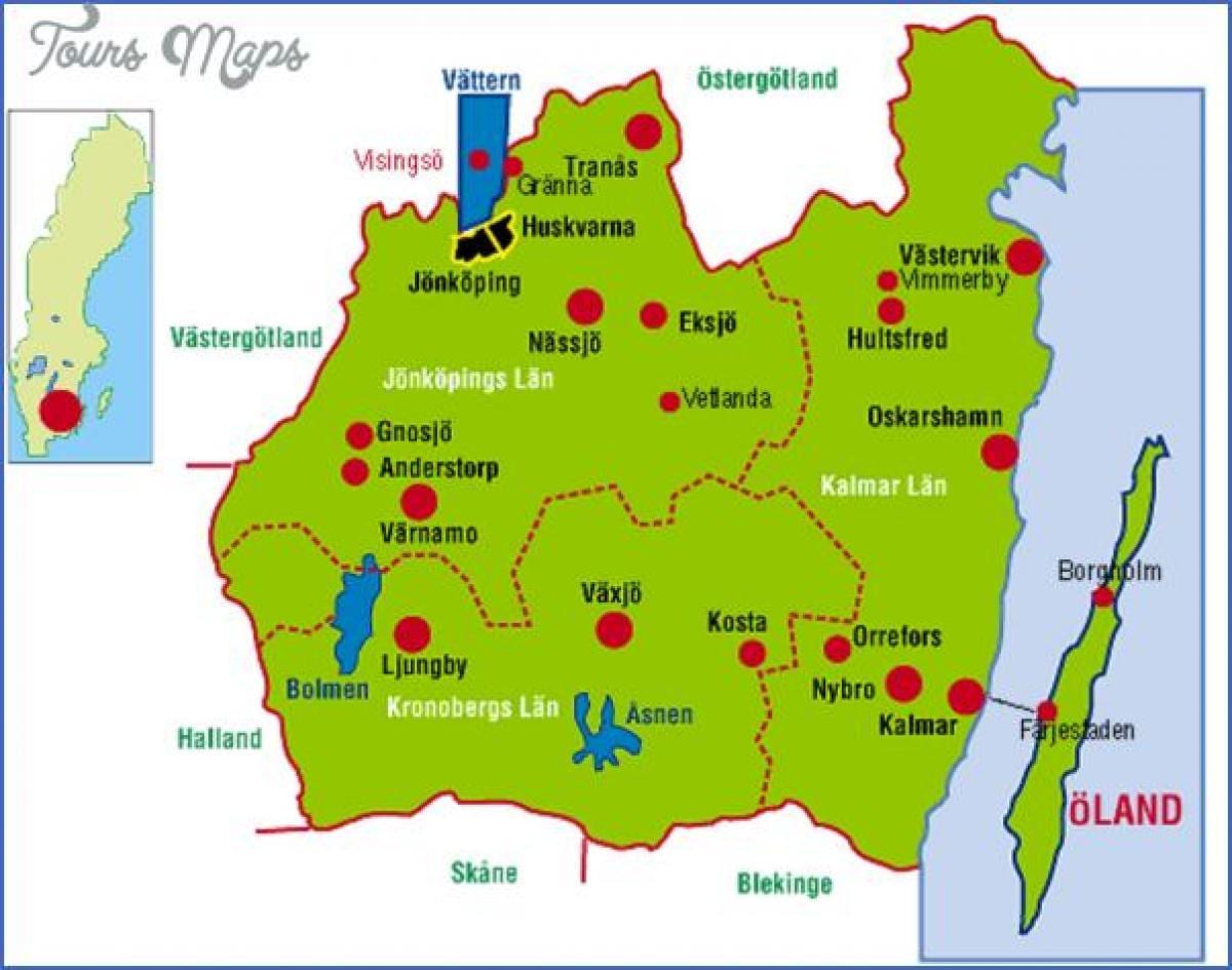 kaart van Småland Zweden