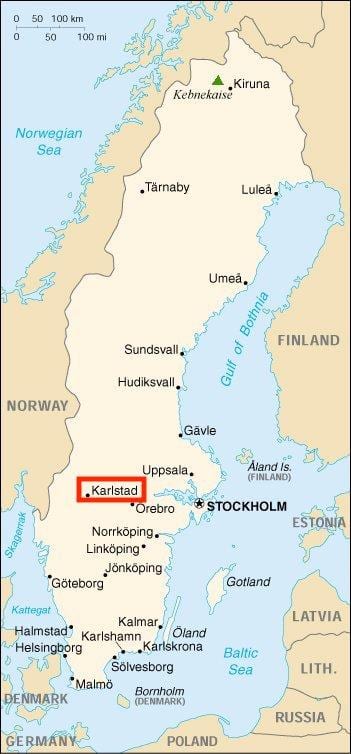 kaart van Karlstad Zweden