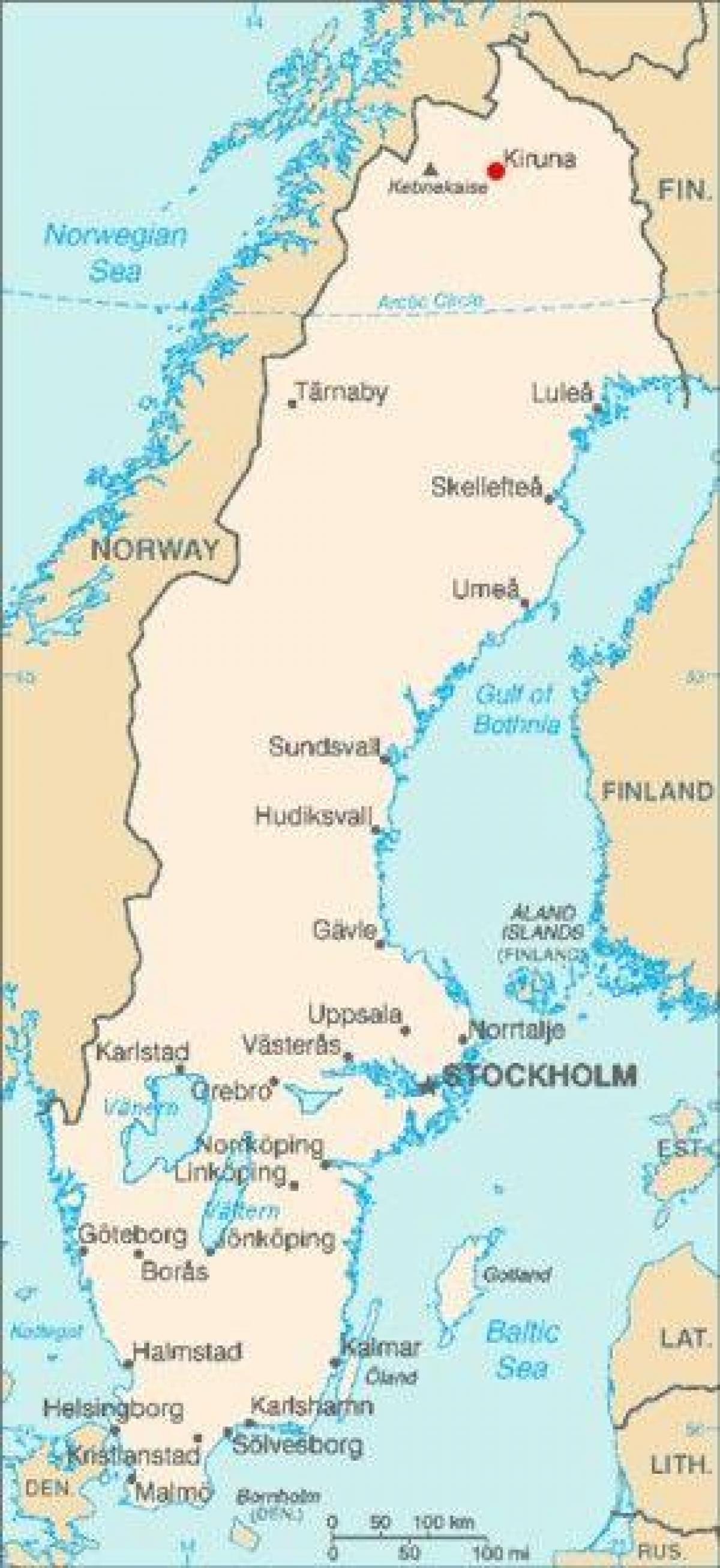 Kiruna in Zweden kaart - Kaart van Kiruna, Zweden (Noord-Europa - Europa)
