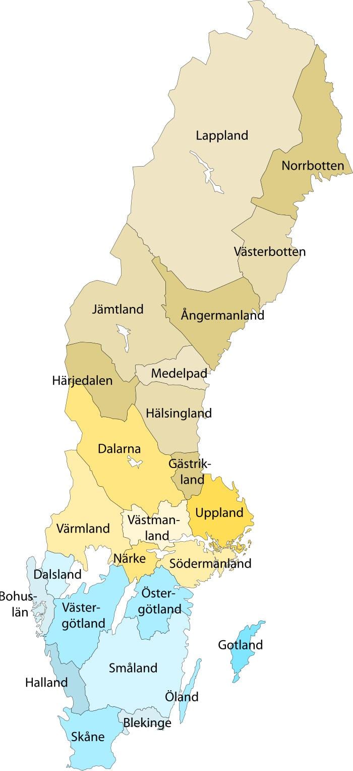 kaart van Lapland, Zweden