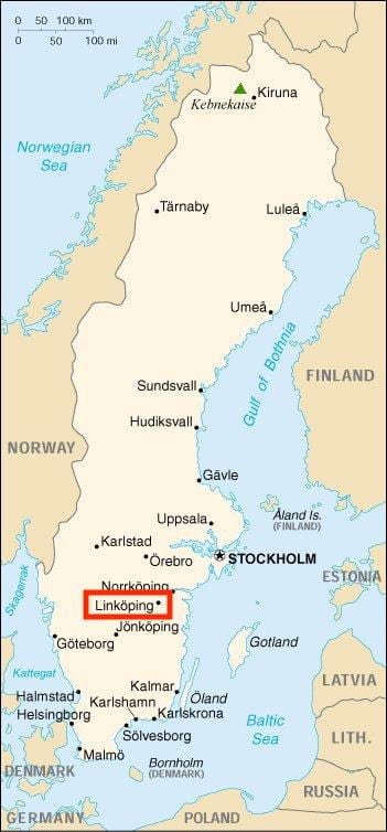 kaart van Linkoping, Zweden