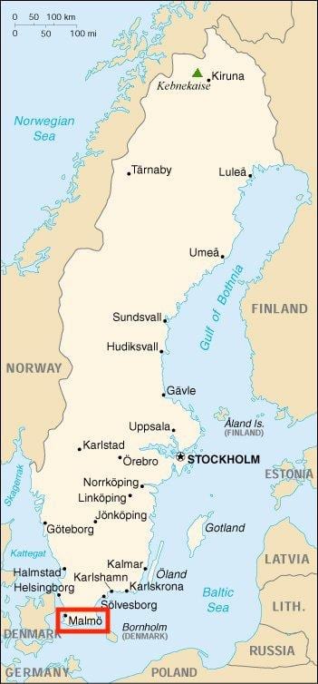 Zweden malmö kaart
