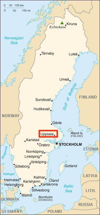 Uppsala kaart van Zweden