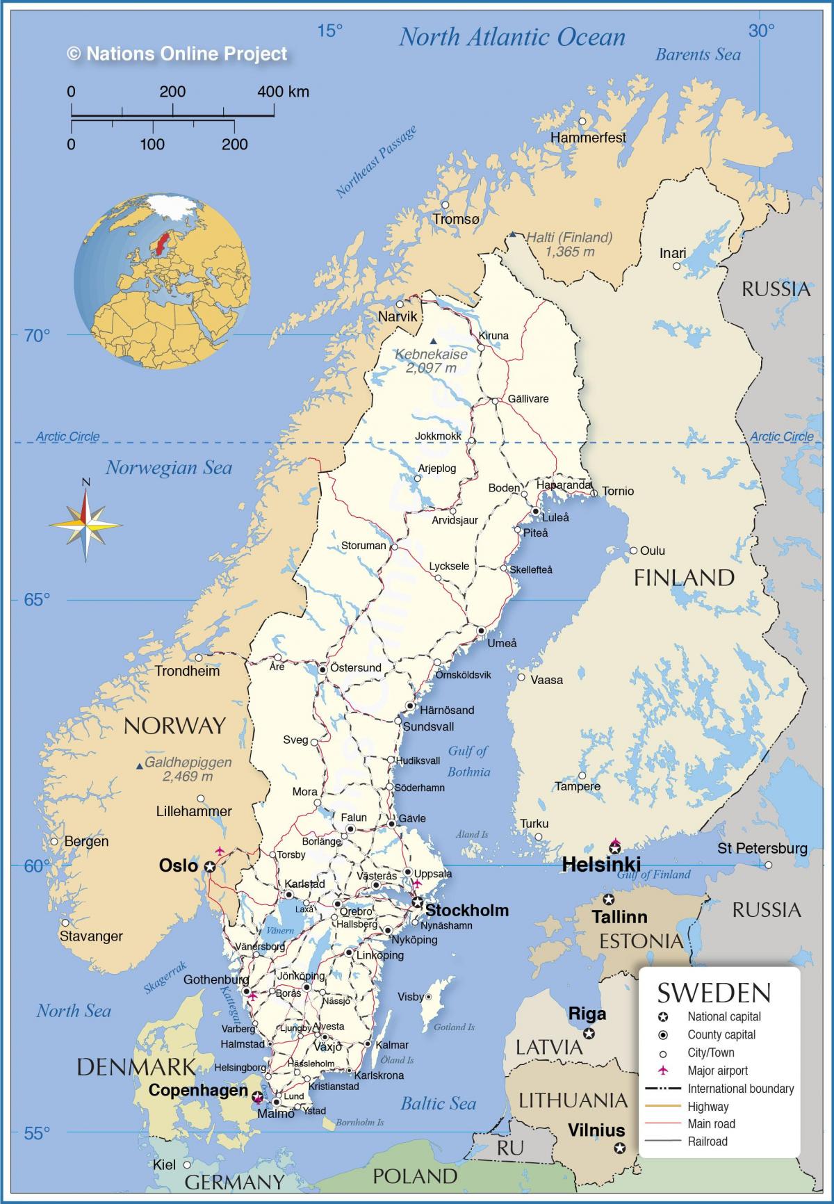 kaart van Zweden transporten