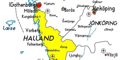 Kaart van Halland Zweden