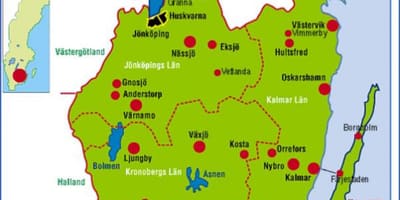 Kaart van Småland Zweden