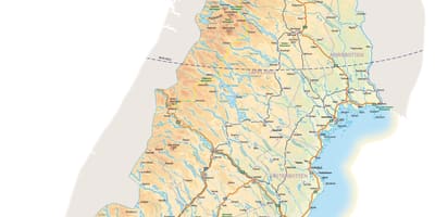 Kaart van noord-Zweden