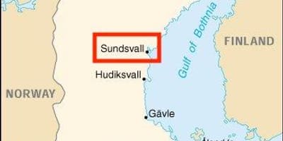 Kaart van Sundsvall, Zweden