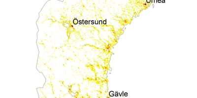 Bevolkingsdichtheid kaart van Zweden