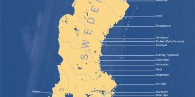 Kaart van Zweden poorten